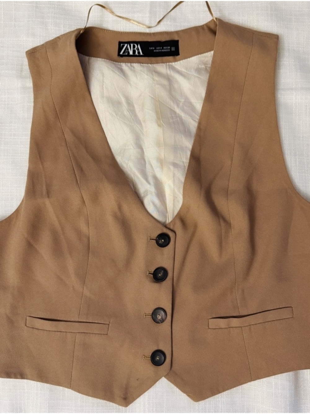ZARA Tan Button-Front Waistcoat